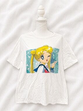 Sailor Moon Logo Tee - White with Black Print